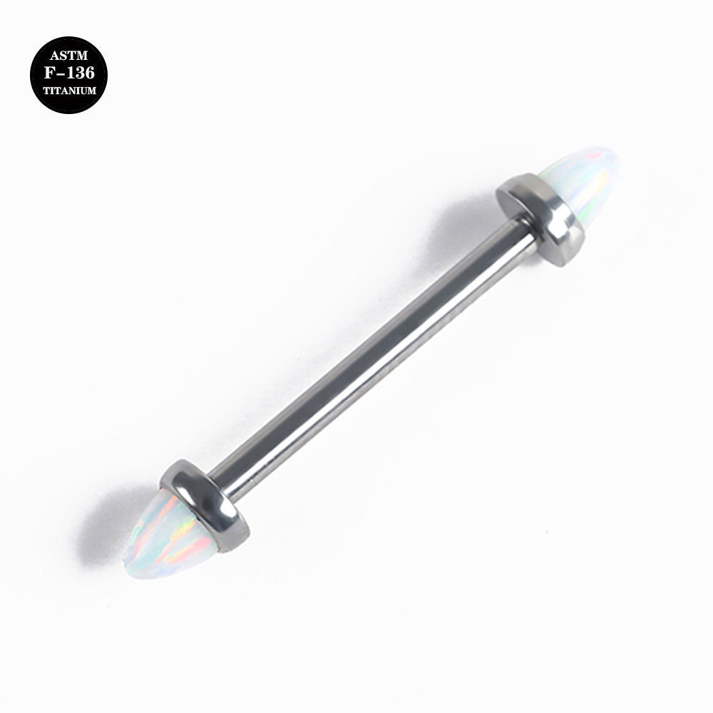 14G ASTM F136 High Polished Titanium Opal Barbell