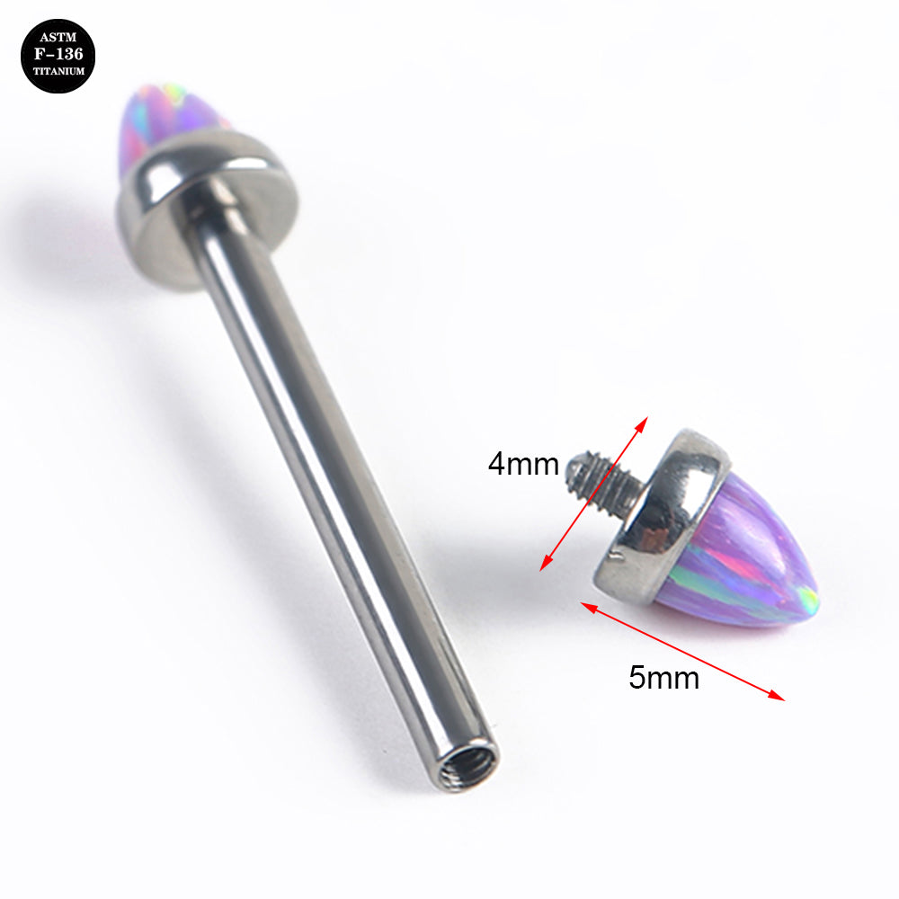 14G ASTM F136 High Polished Titanium Opal Barbell