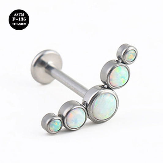 16G ASTM F136 Titanium Opal Cluster Labret