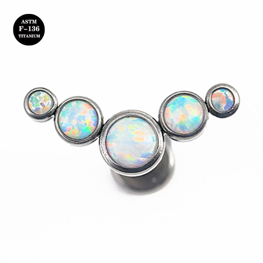 16G ASTM F136 Titanium Opal Cluster Labret