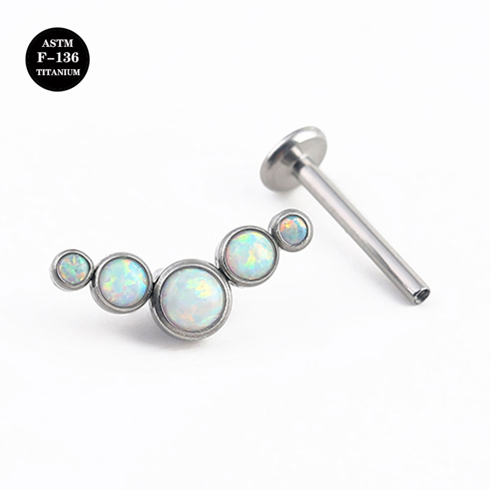 16G ASTM F136 Titanium Opal Cluster Labret