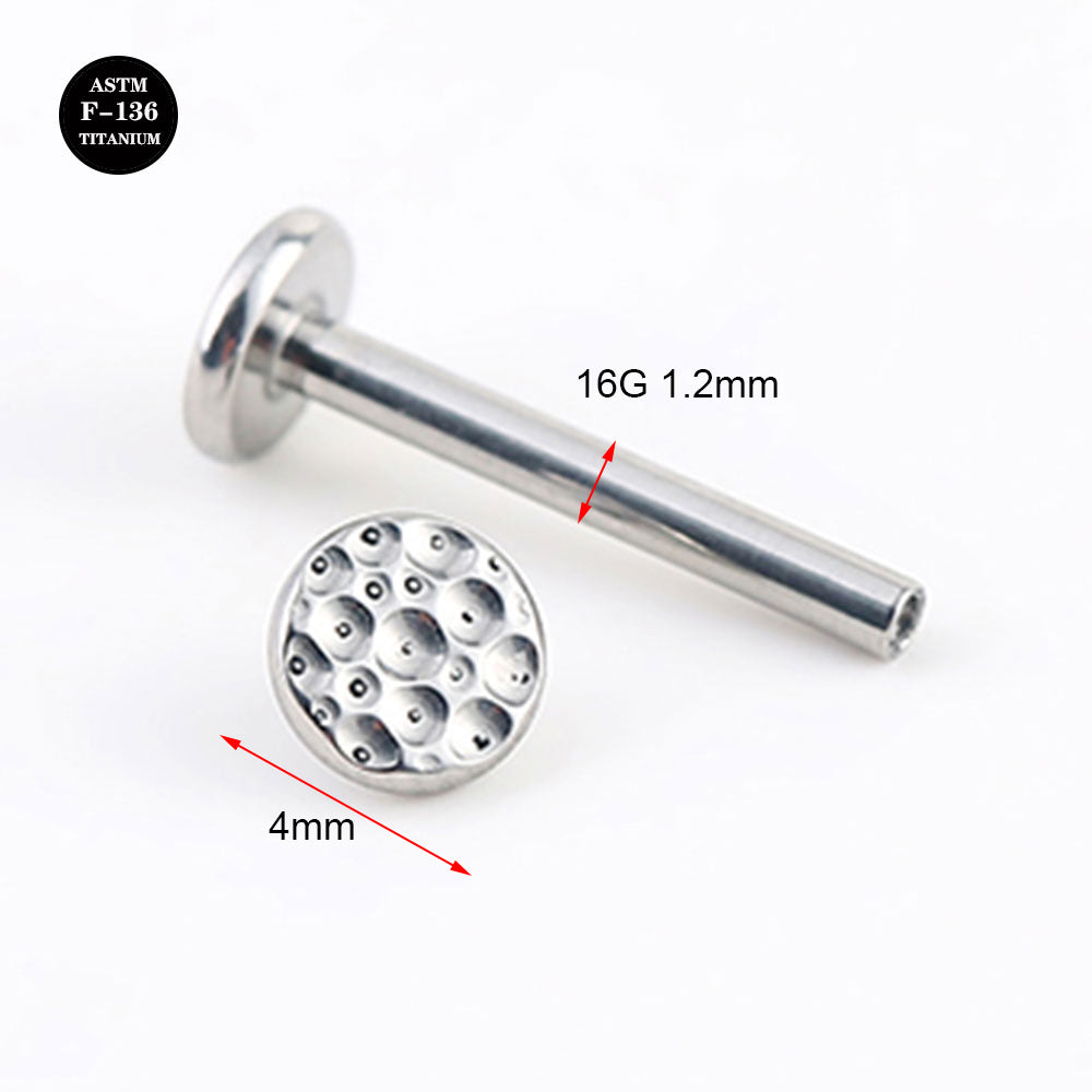 16G Implant Grade ASTM F136 Titanium Hammer Moon Lightning Labret Piercing