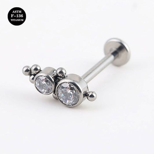 16G ASTM F136 Titanium CZ Gem Cluster Labret