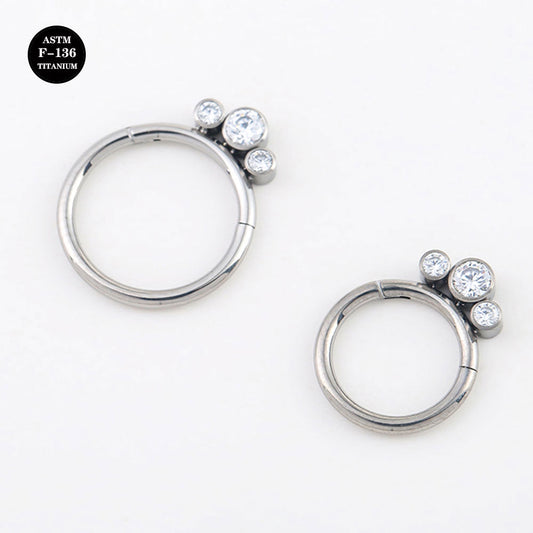 16G ASTM F136 Titanium Septum Clicker with CZ Gem