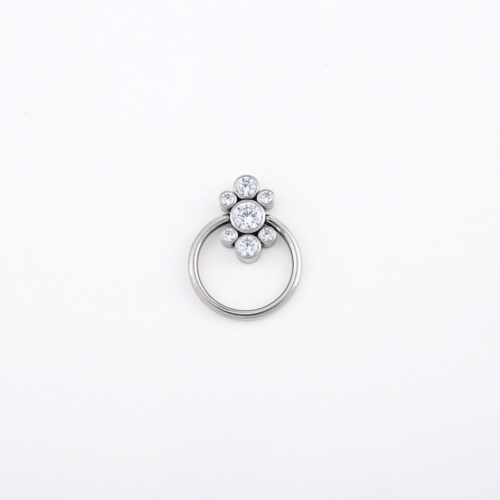 White Clear Gem Captive Bead Ring