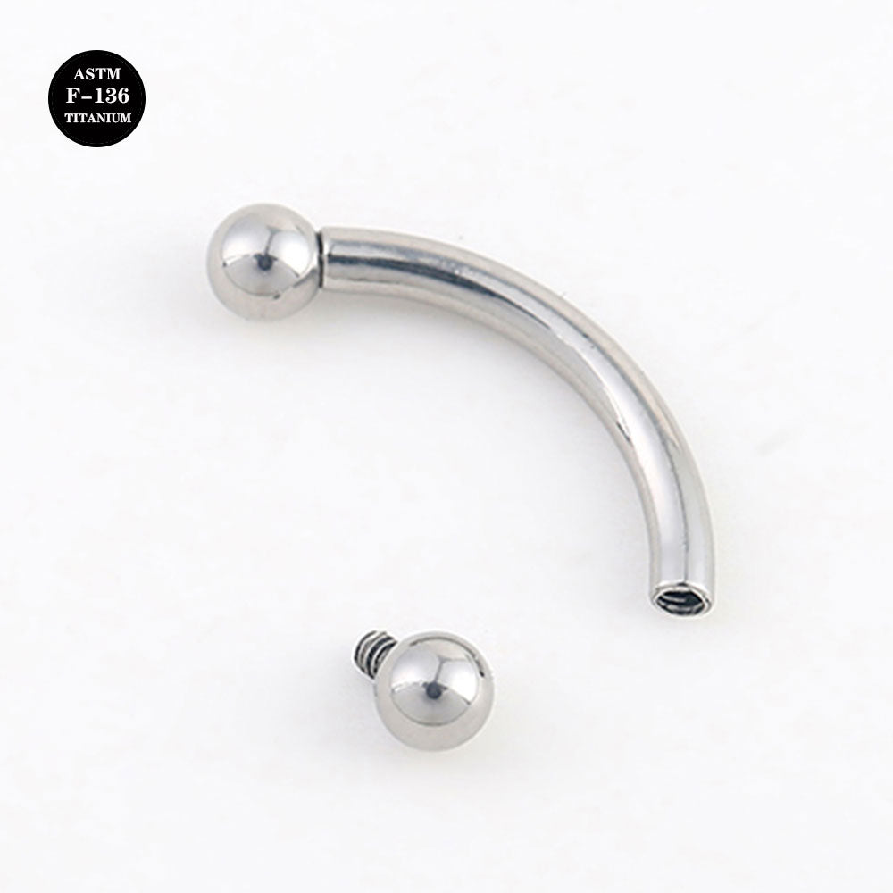 16G 14G ASTM F136 Titanium Curved Barbell Internal Threaded