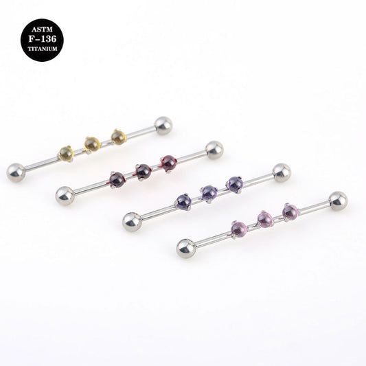 14G Implant Grade Titanium ASTM F136 Industrial Barbell With Clear Ball