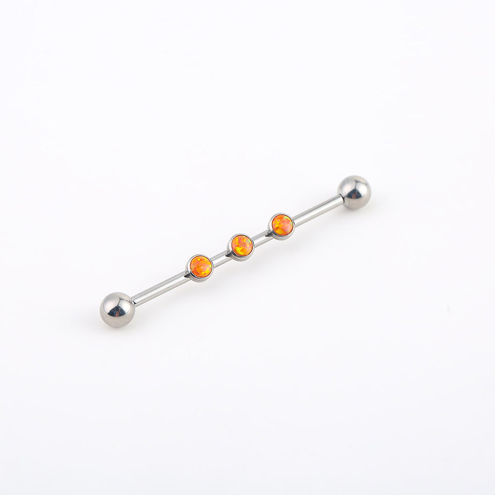 Bezel Set Opal Industrial Piercing