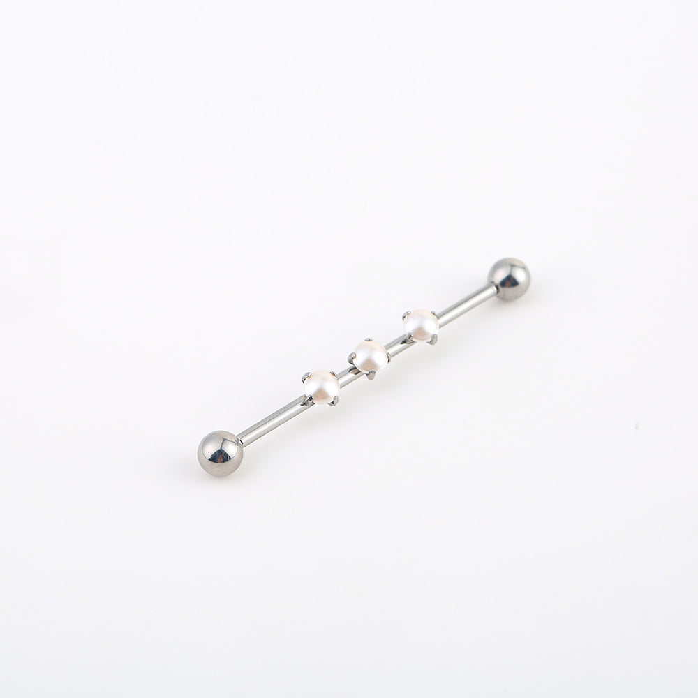 14G Implant Grade Titanium ASTM F136 Industrial Barbell With Opal Ball