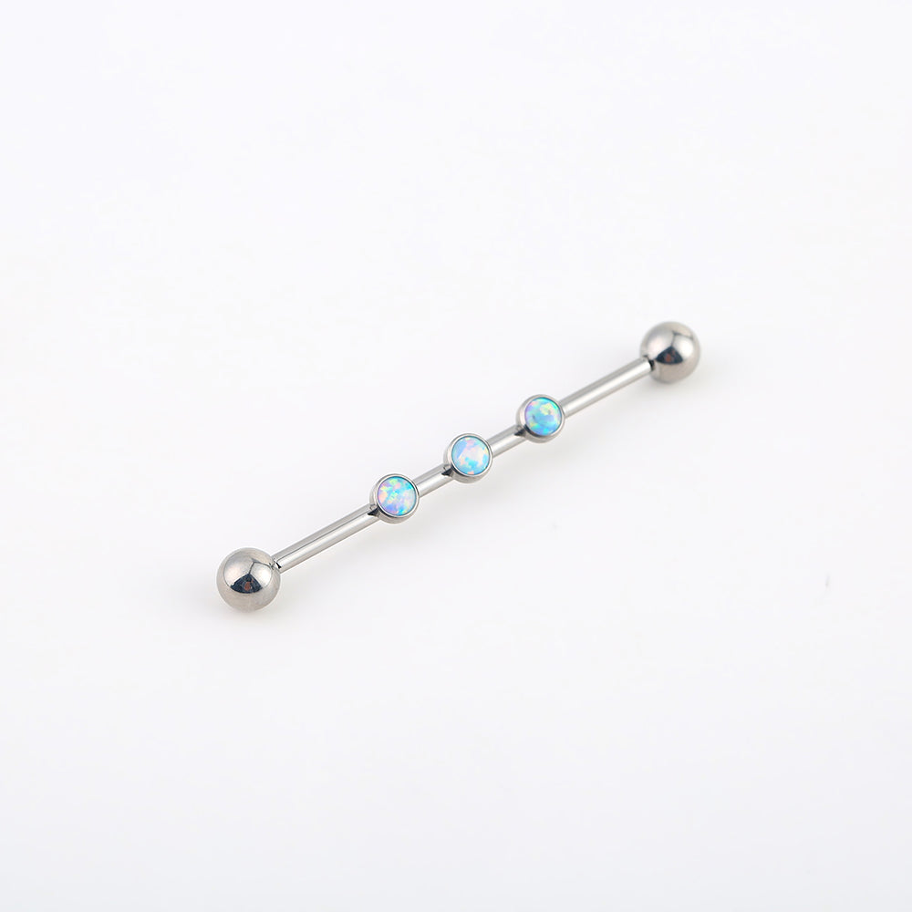 14G Implant Grade Titanium ASTM F136 Industrial Barbell With Opal Ball