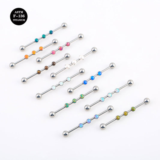 14G Implant Grade Titanium ASTM F136 Industrial Barbell With Opal Ball