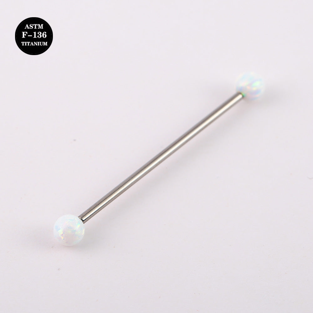 14G ASTM F136 Titanium Straight Barbell With Opal Ball