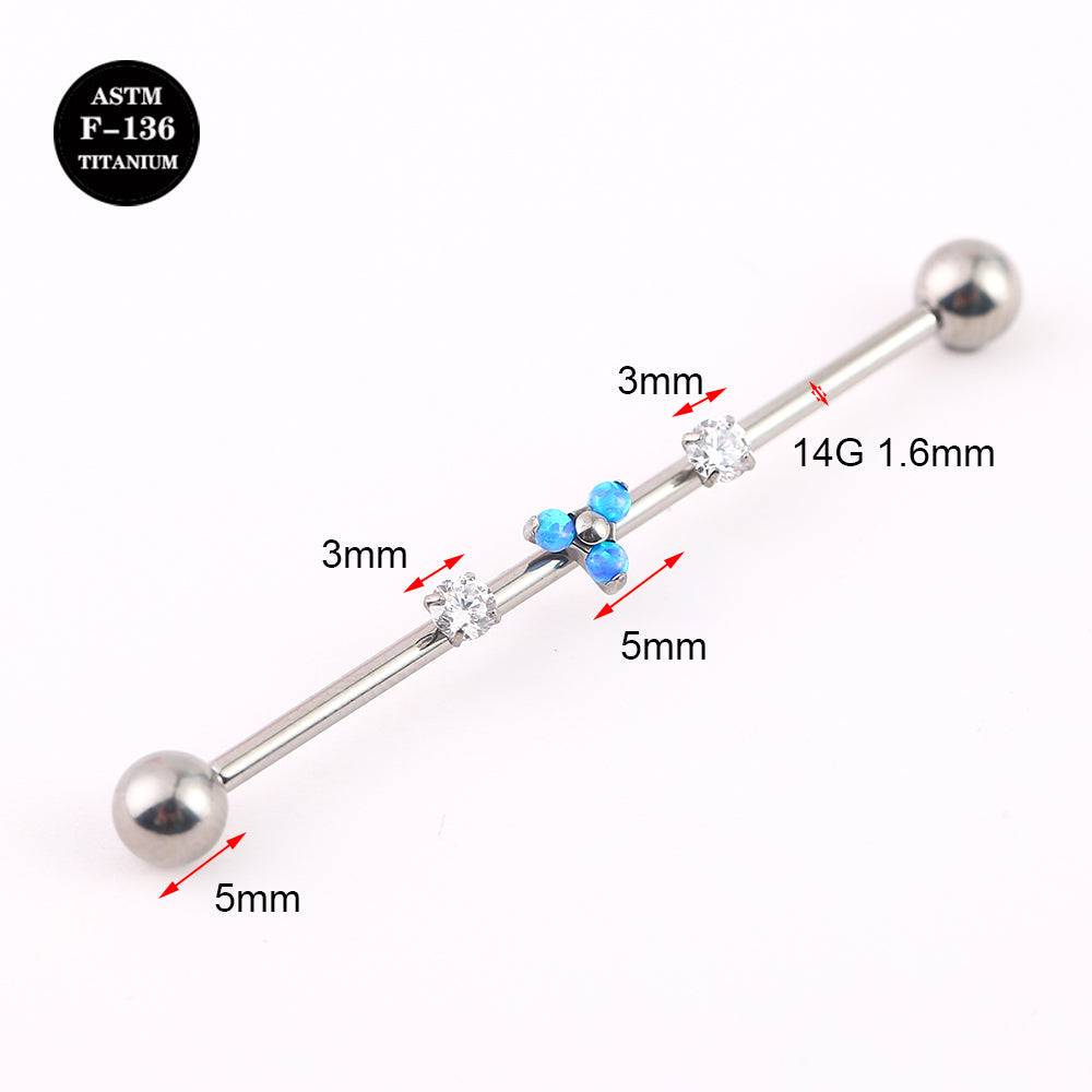 14G ASTM F136 Titanium Industrial Piercing Barbell Triagnle