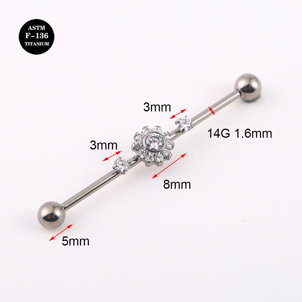 14G ASTM F136 Titanium Industrial Piercing Barbell