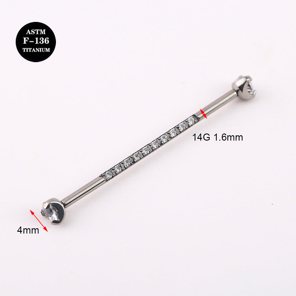 14G ASTM F136 Titanium Straight Barbell With Bullet Opal