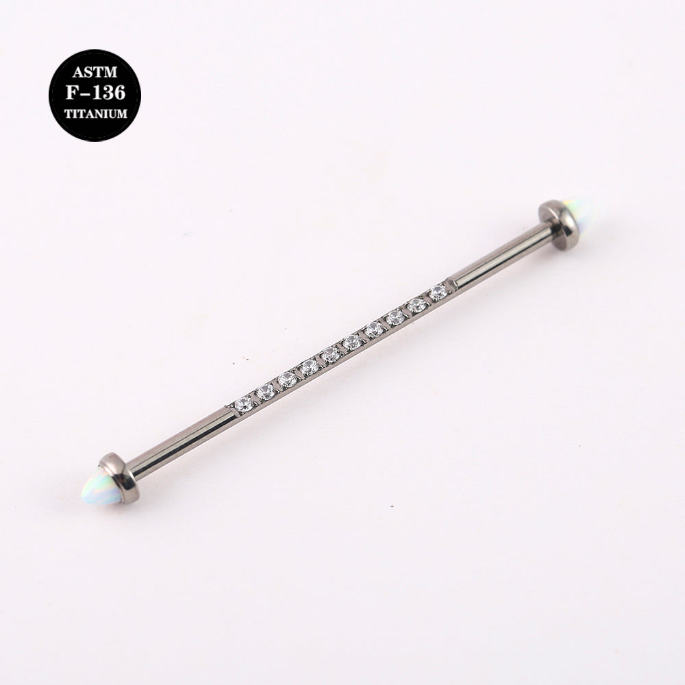 14G ASTM F136 Titanium Straight Barbell With Bullet Opal