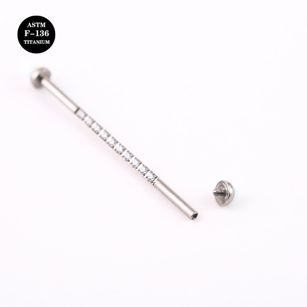 14G ASTM F136 Titanium Straight Barbell With Bullet Opal