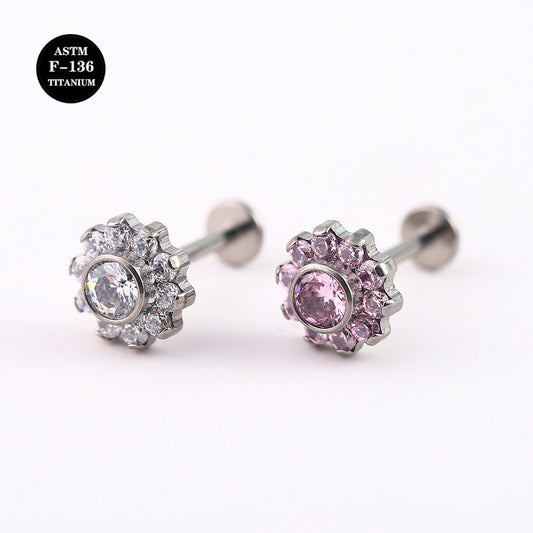 16G ASTM F136 Titanium Sunflower Labret Piercing Jewelry