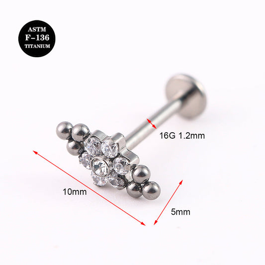 16G ASTM F136 Titanium Flower Labret Piercing