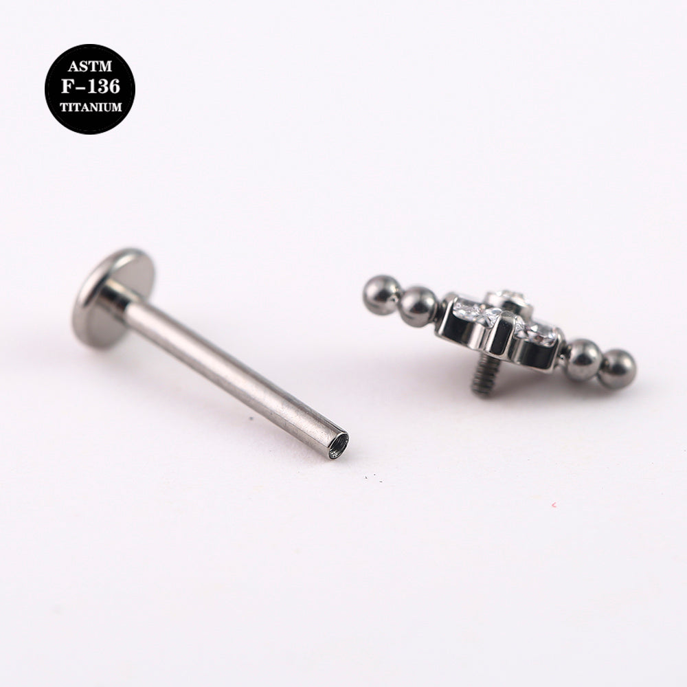 16G ASTM F136 Titanium Flower Labret Piercing