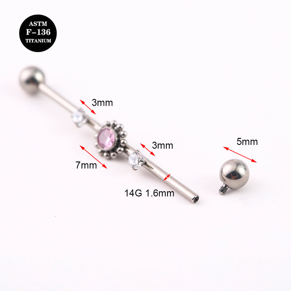 14G ASTM F136 Titanium Industrial Straight Barbell Piercing Jewelry