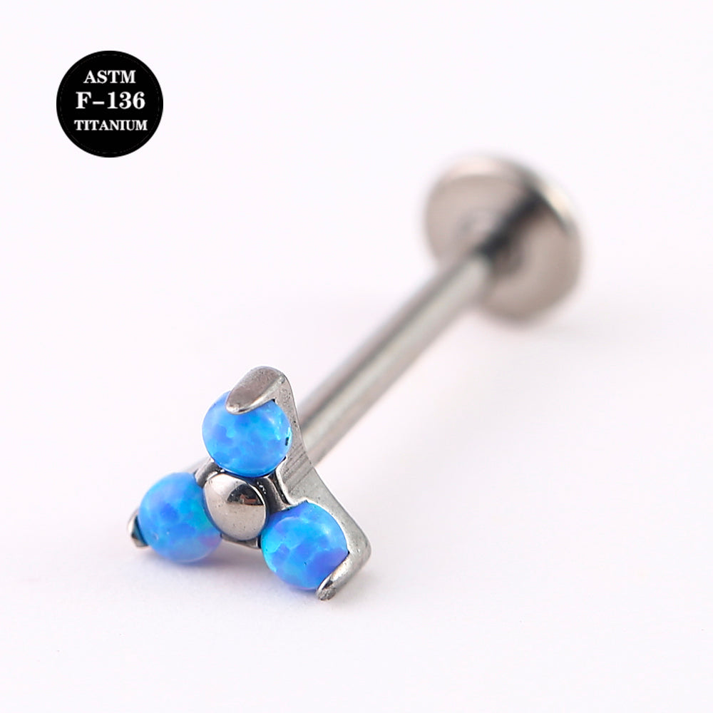 16G ASTM F136 Titanium Labret Piercing Triangle Gem