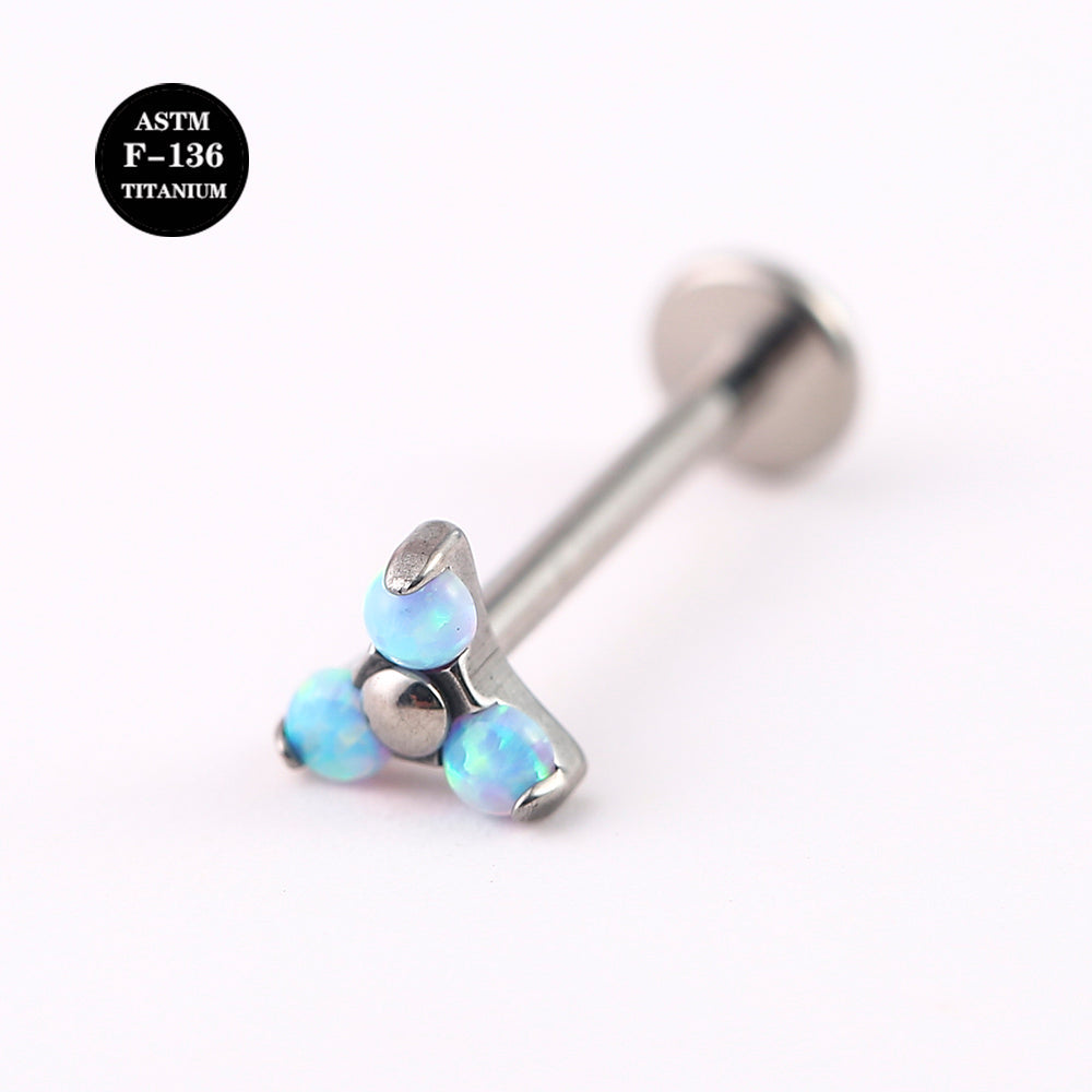 16G ASTM F136 Titanium Labret Piercing Triangle Gem