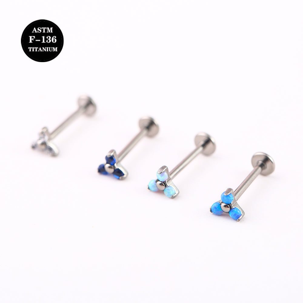 16G ASTM F136 Titanium Labret Piercing Triangle Gem