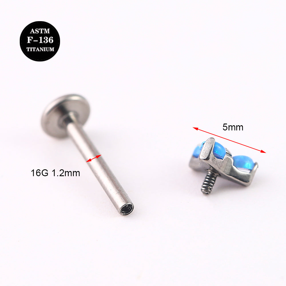 16G ASTM F136 Titanium Labret Piercing Triangle Gem