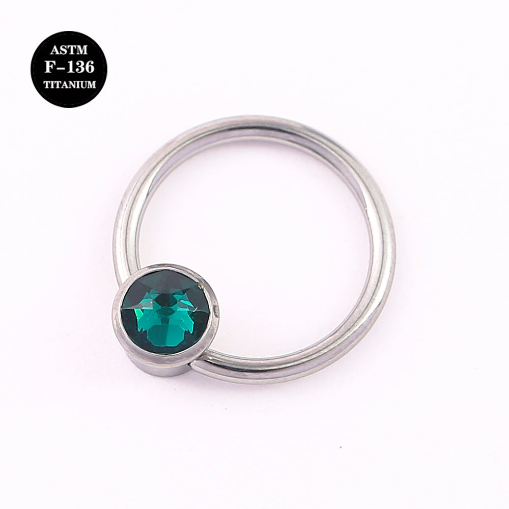 16G ASTM F136 Titanium Captive Bead Ring with Color CZ