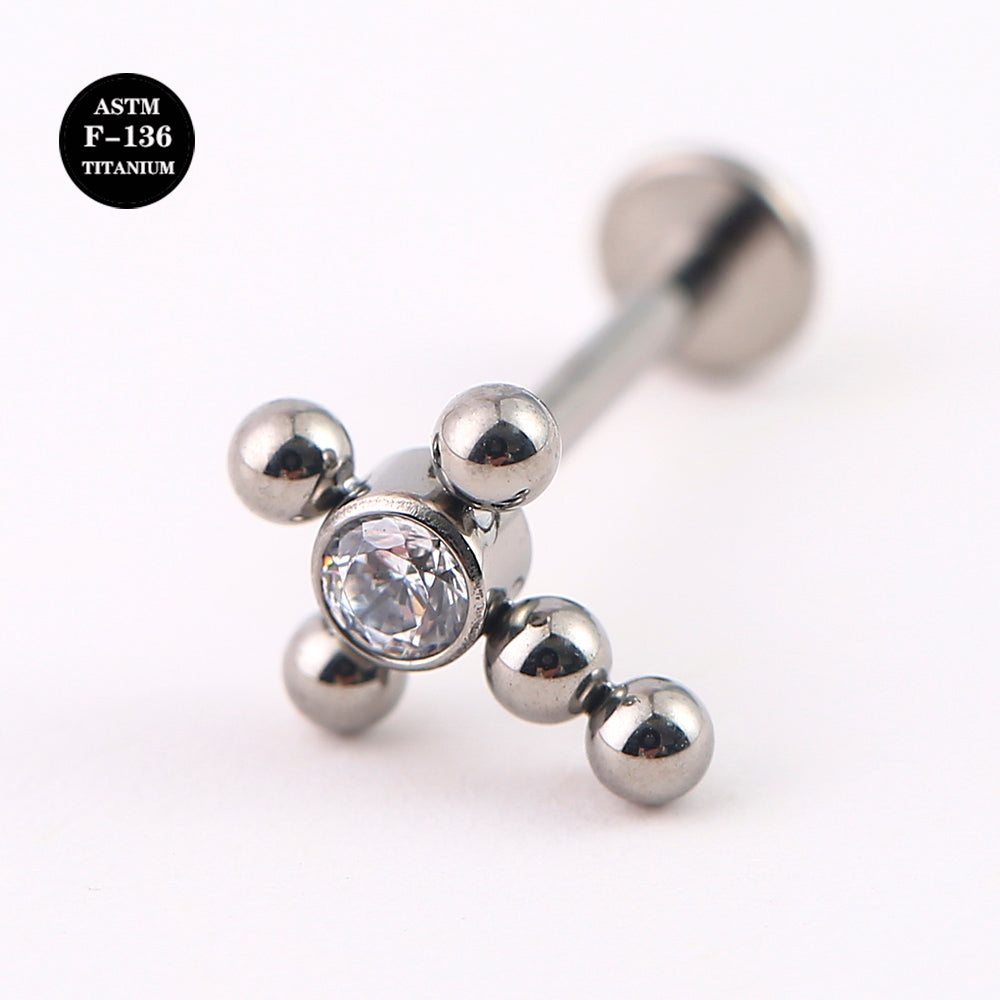 16G ASTM F136 Titanium Crossover Labret Piercing