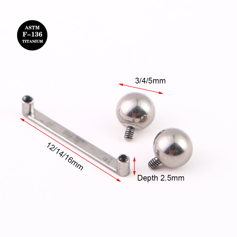 14G ASTM F136 Titanium Surface Barbell Dermal Piercing with Ball