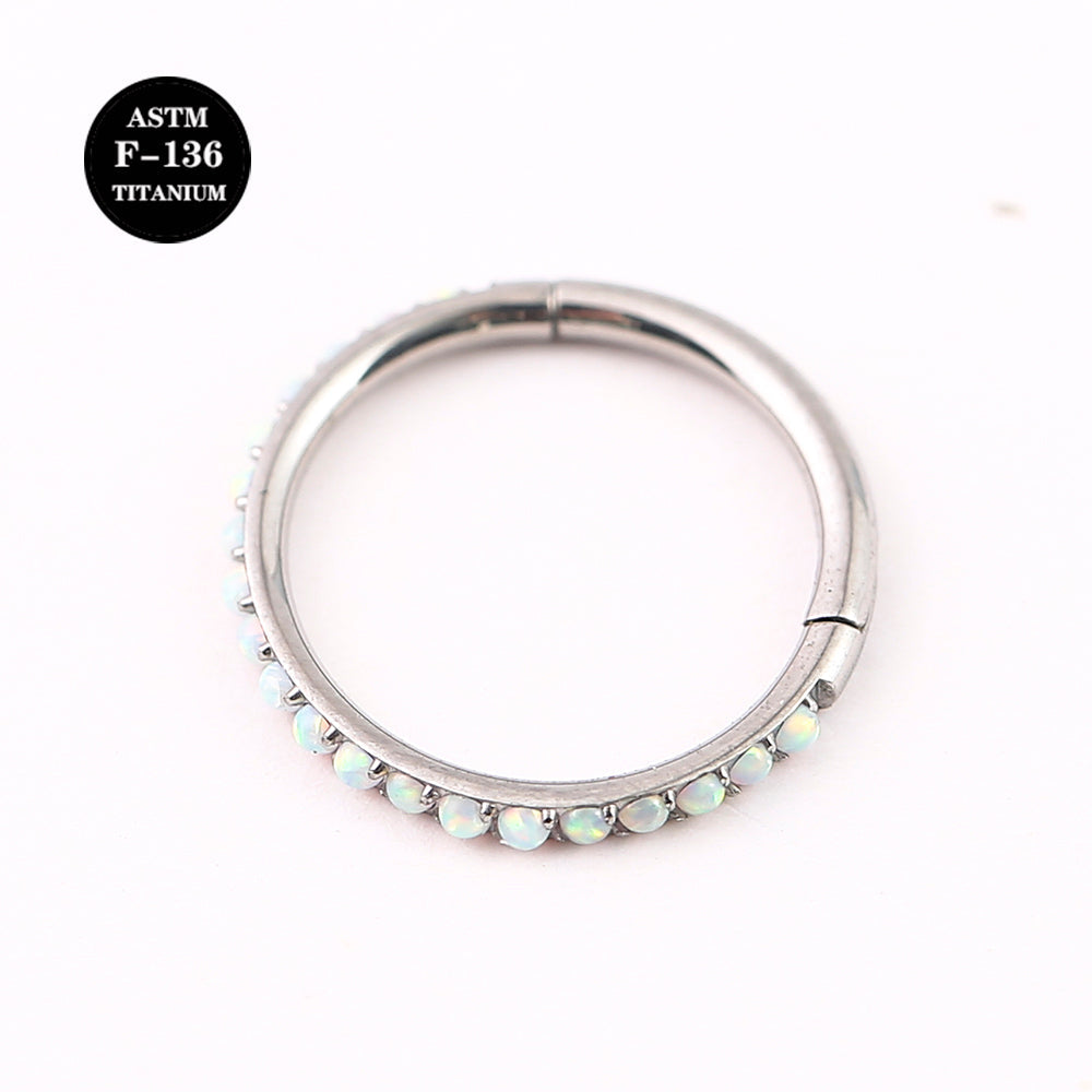 16G Implant Grade Titanium ASTM F136 Septum Clicker Bottom Opal