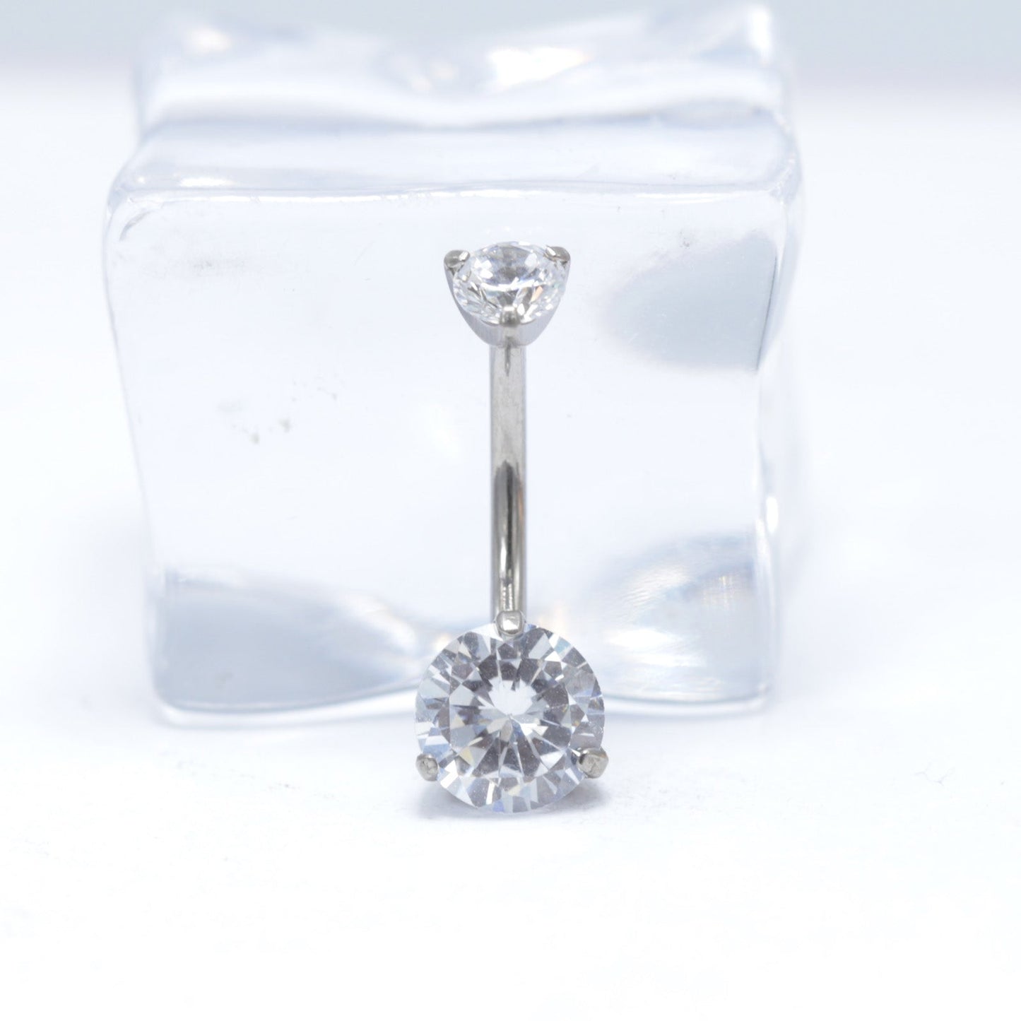 14G 12mm 10mm ASTM F136 High Polished Titanium Belly Button Rings with CZ Gem