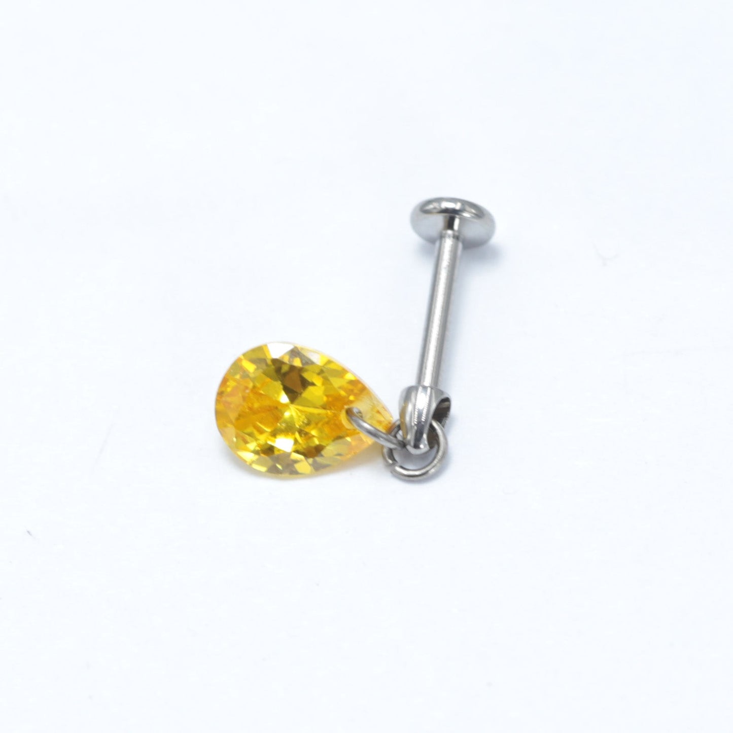 16G ASTM F136 Titanium Labret Stud Pendant Waterdrop Cubic Zirconia