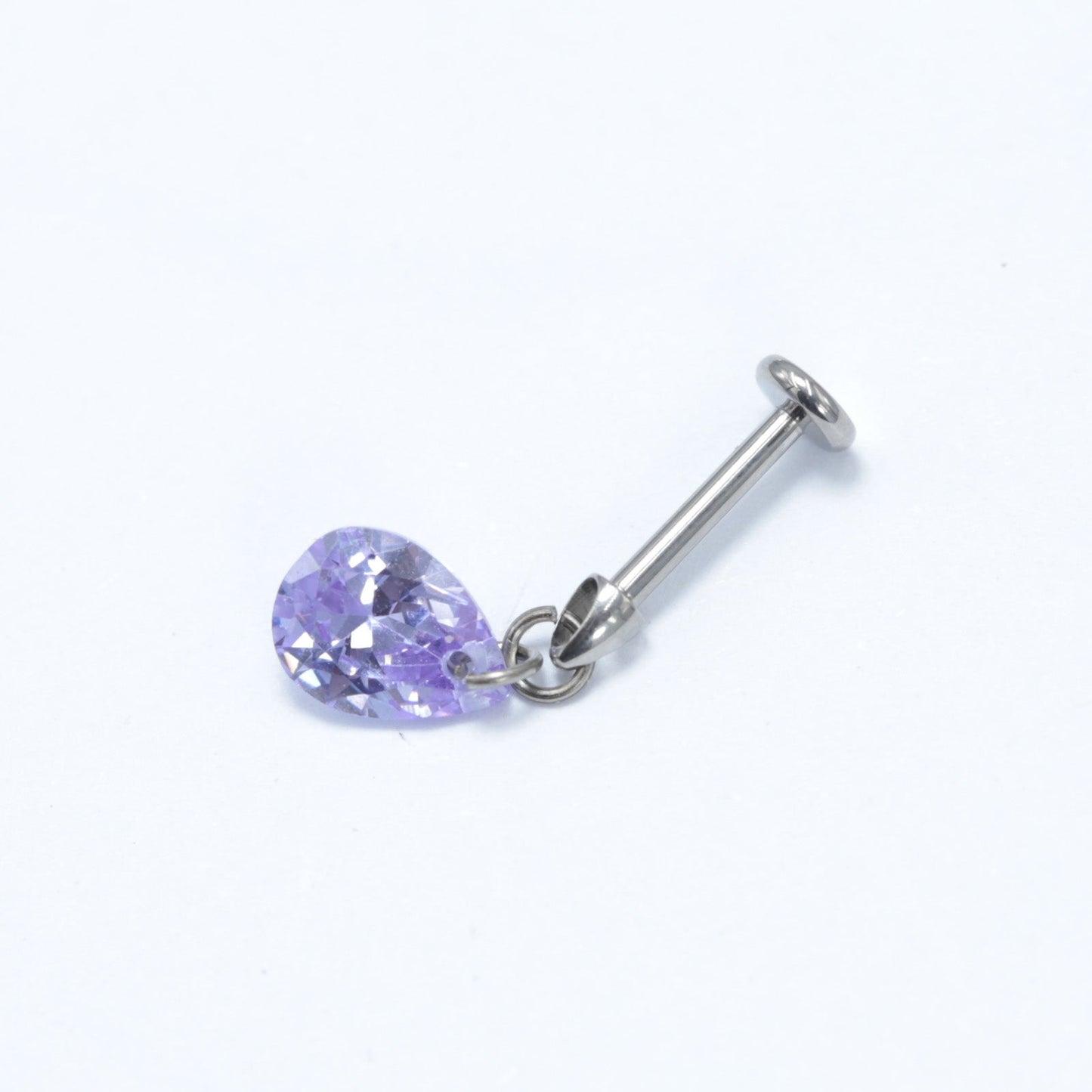 16G ASTM F136 Titanium Labret Stud Pendant Waterdrop Cubic Zirconia