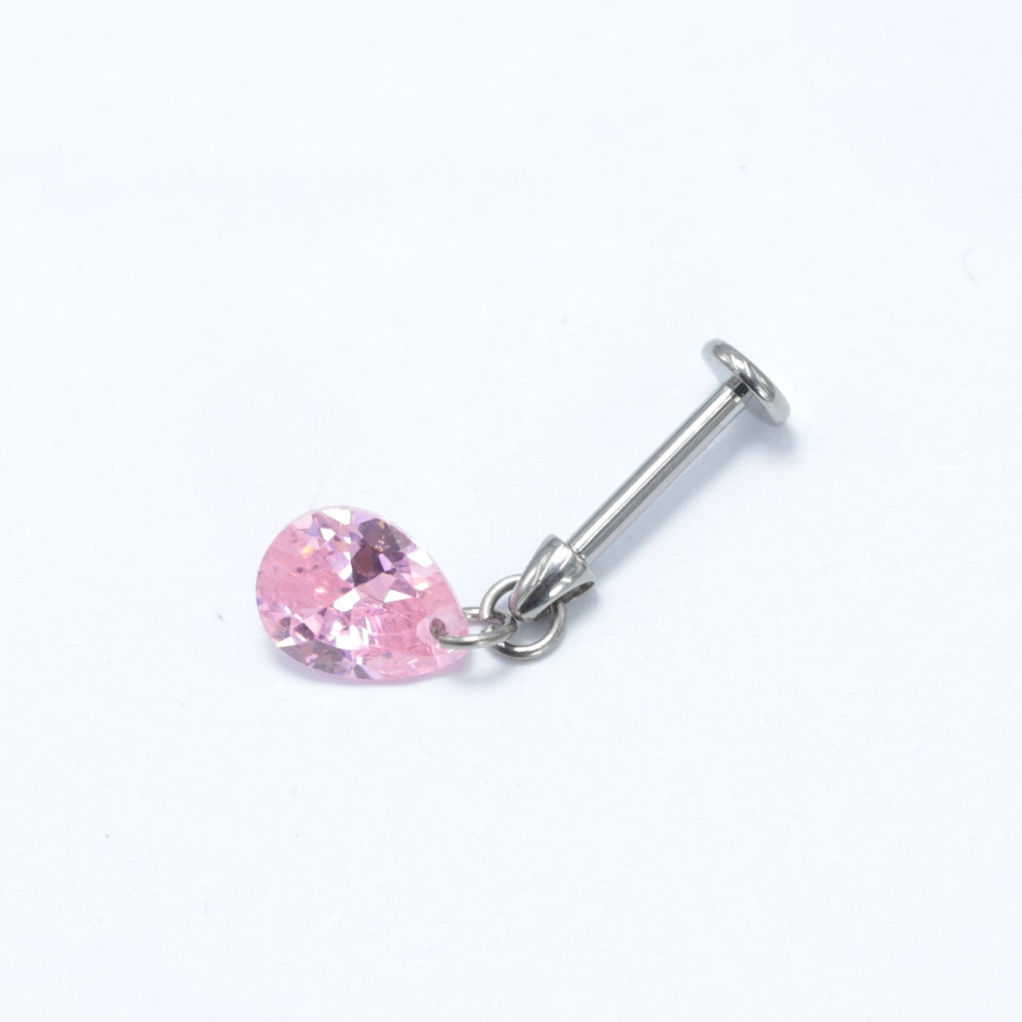 16G ASTM F136 Titanium Labret Stud Pendant Waterdrop Cubic Zirconia