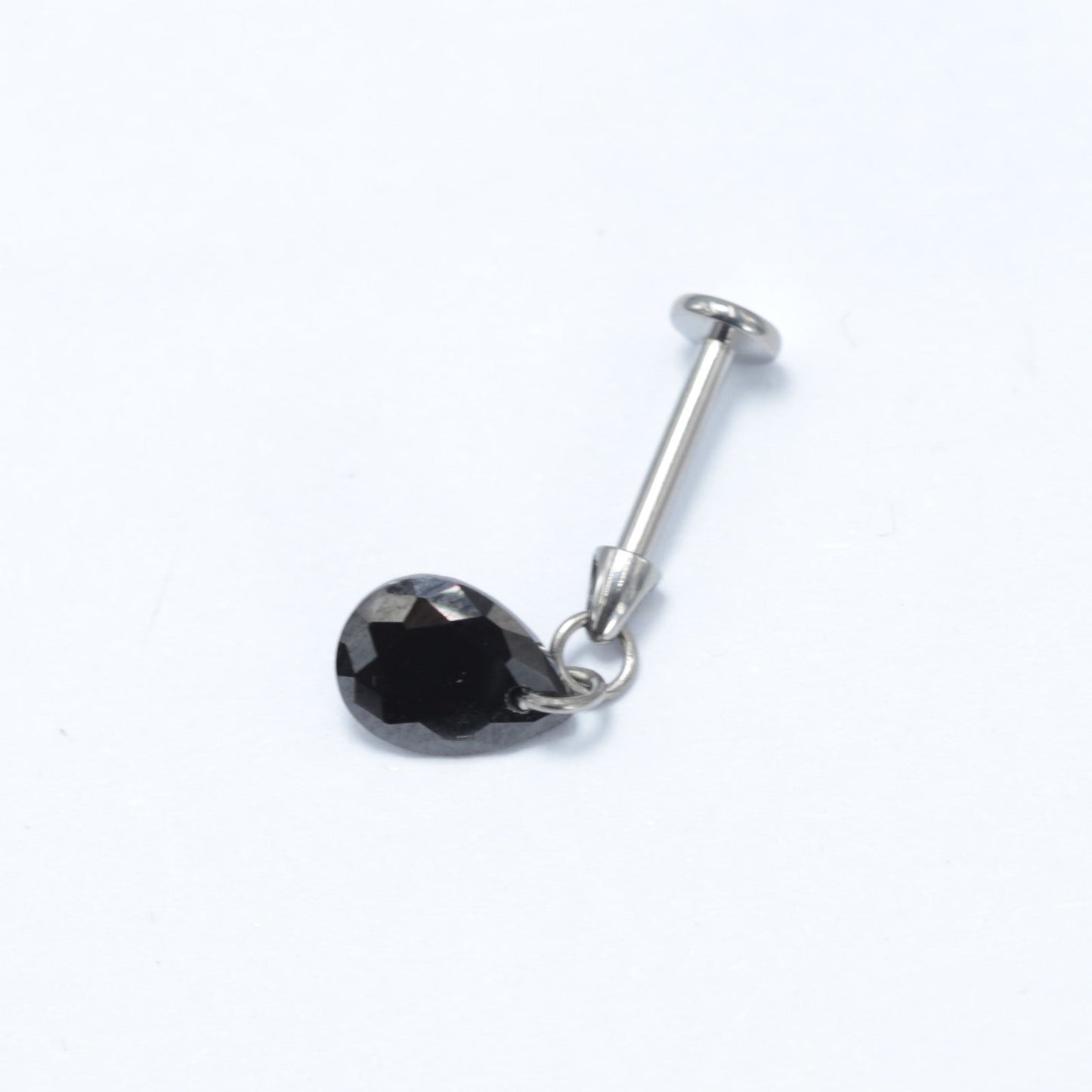 16G ASTM F136 Titanium Labret Stud Pendant Waterdrop Cubic Zirconia