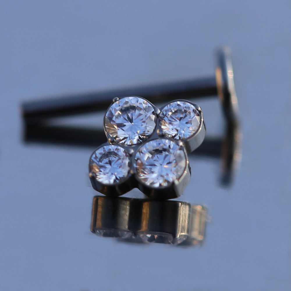 16G ASTM F136 Titanium Labret Lucky Clover