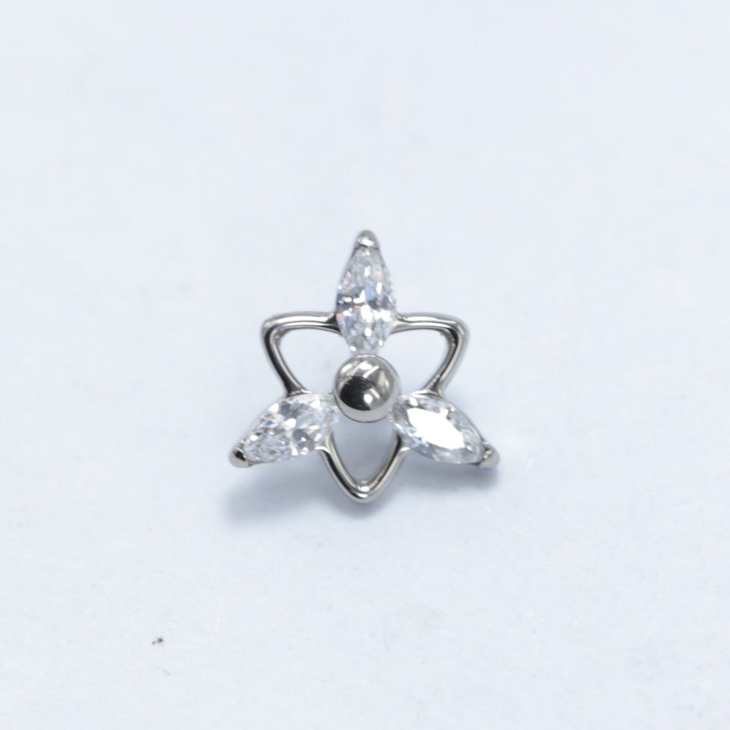 16G ASTM F136 Titanium Labret Stud Triangle CZ