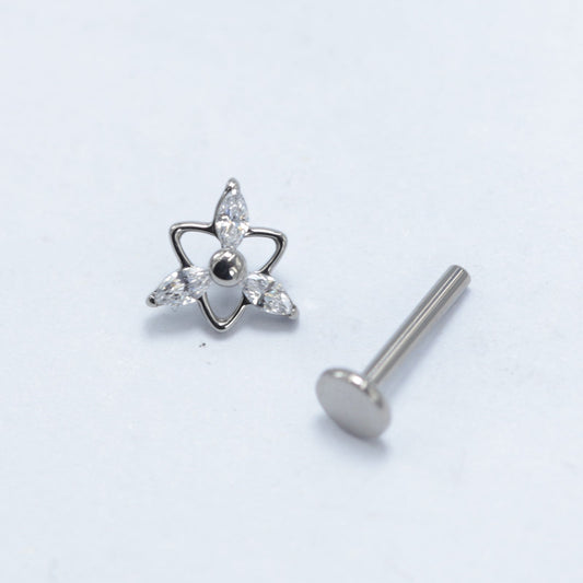 16G ASTM F136 Titanium Labret Stud Triangle CZ