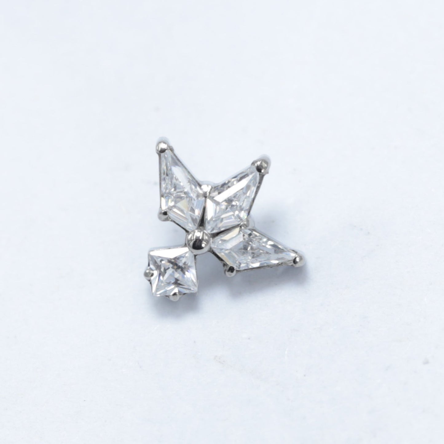 16G ASTM F136 Titanium Labret Stud White Cubic Zirconia