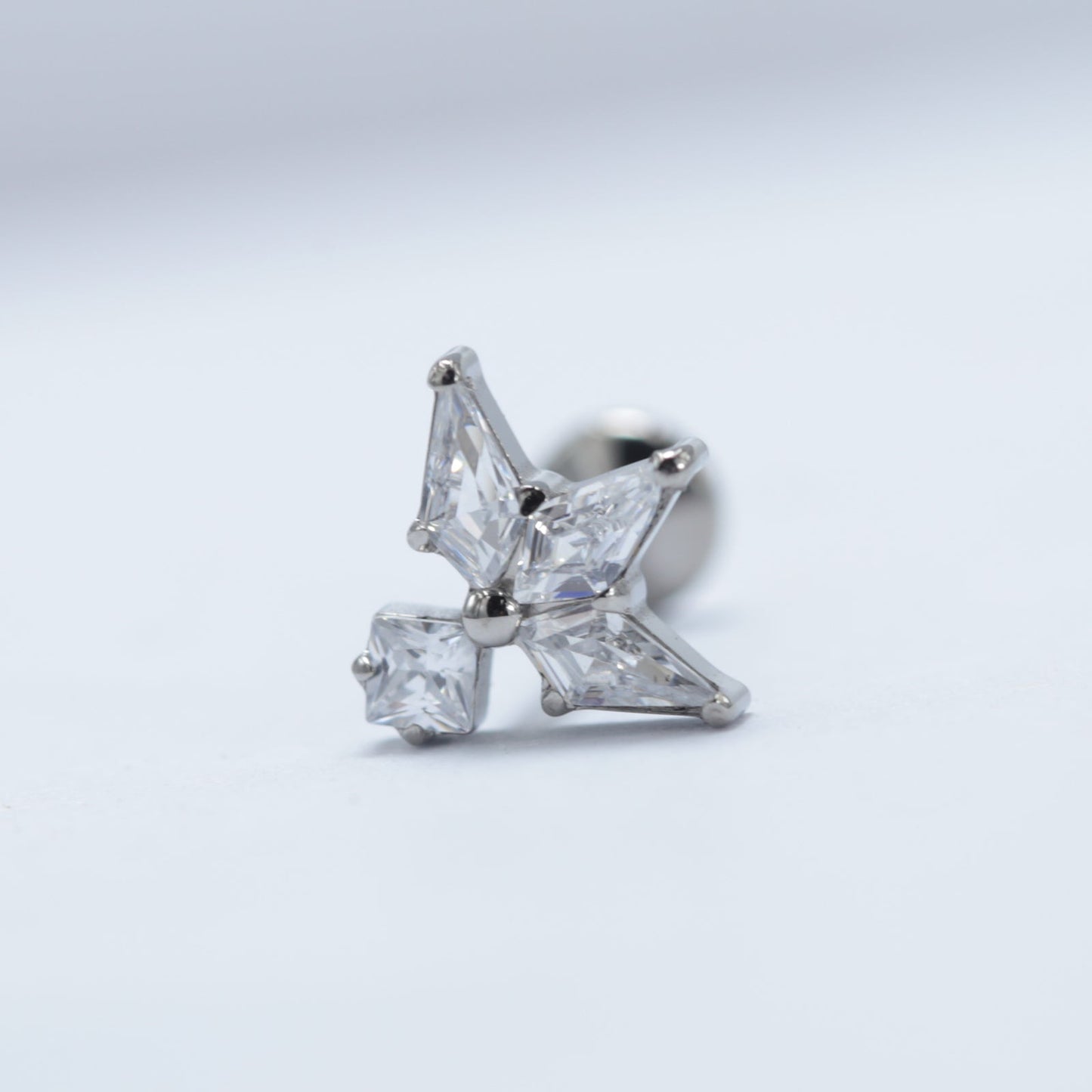 16G ASTM F136 Titanium Labret Stud White Cubic Zirconia