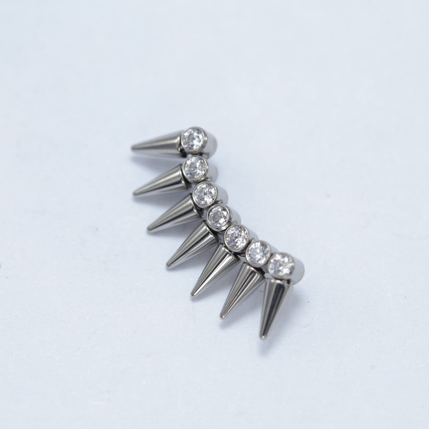 16G ASTM F136 Titanium Spike Cubic Zirconia Labret Stud