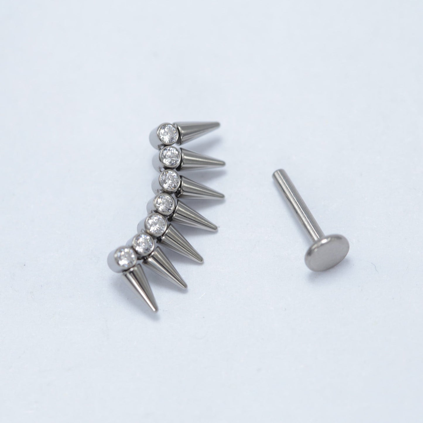 16G ASTM F136 Titanium Spike Cubic Zirconia Labret Stud