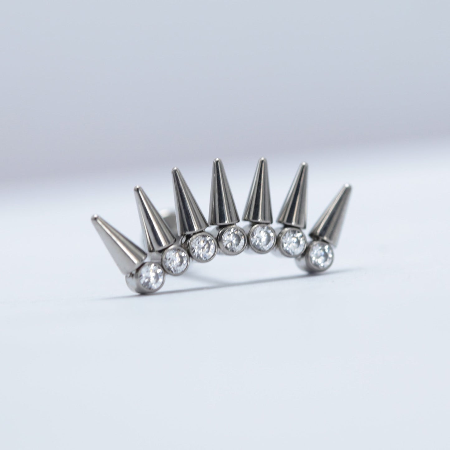 16G ASTM F136 Titanium Spike Cubic Zirconia Labret Stud