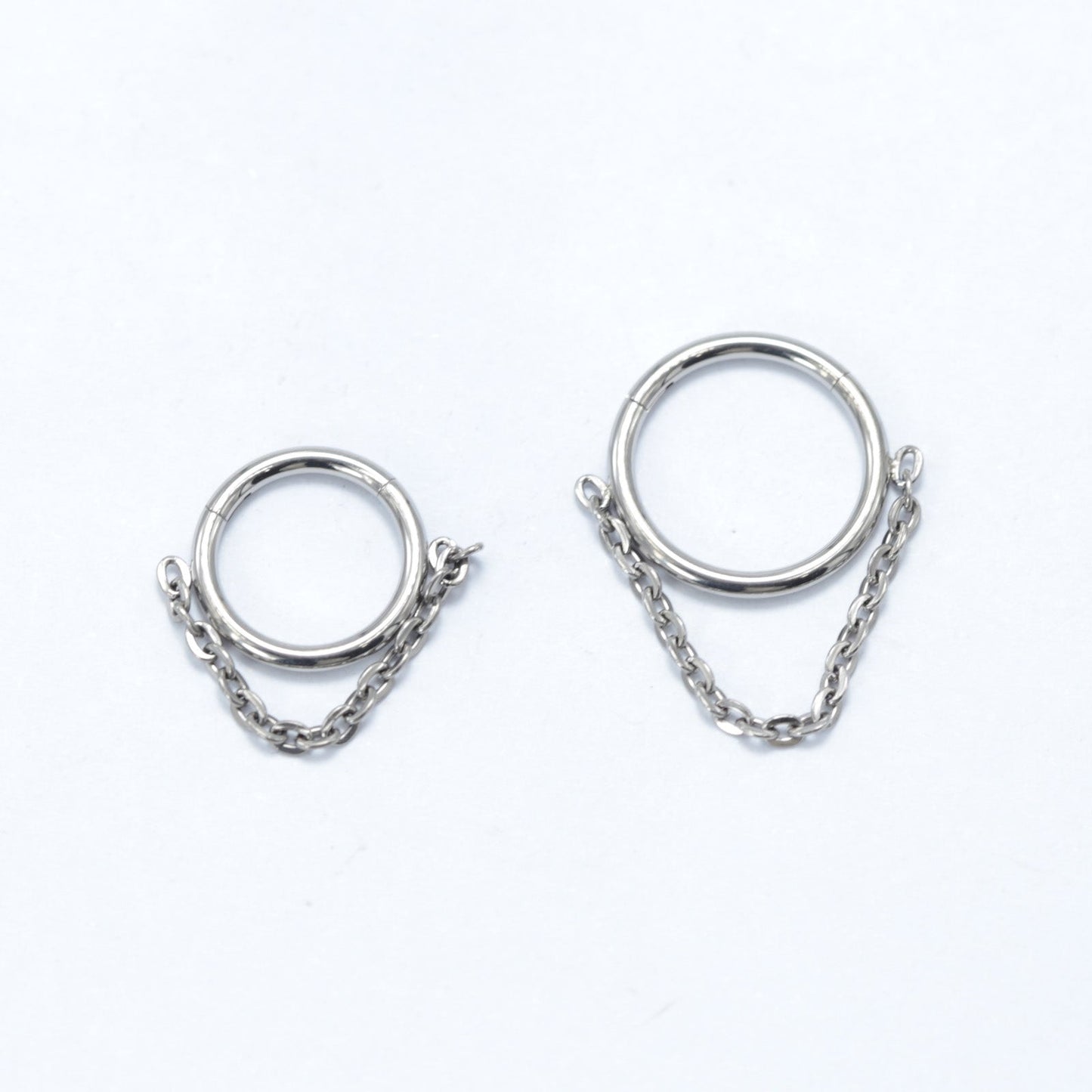 16G ASTM F136 Titanium Clicker Hinged Segment Ring With Chain