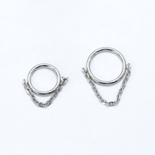 16G ASTM F136 Titanium Clicker Hinged Segment Ring With Chain