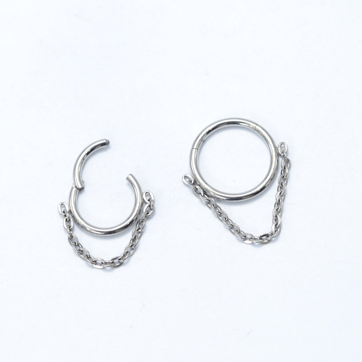 16G ASTM F136 Titanium Clicker Hinged Segment Ring With Chain