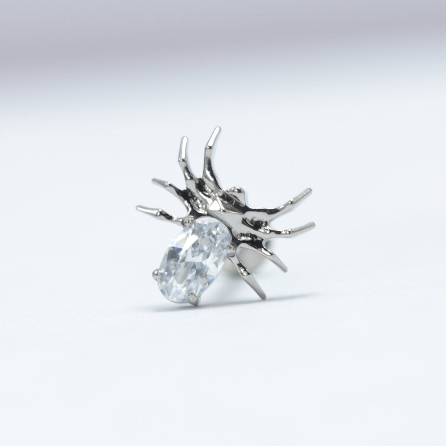 16G ASTM F136 Titanium Labret Stud Spider Cubic Zirconia